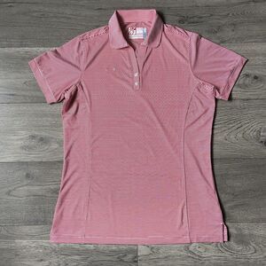 Chick-fil-A Team Style Red & White Striped Oobe Hydrochill Polo - Size Medium